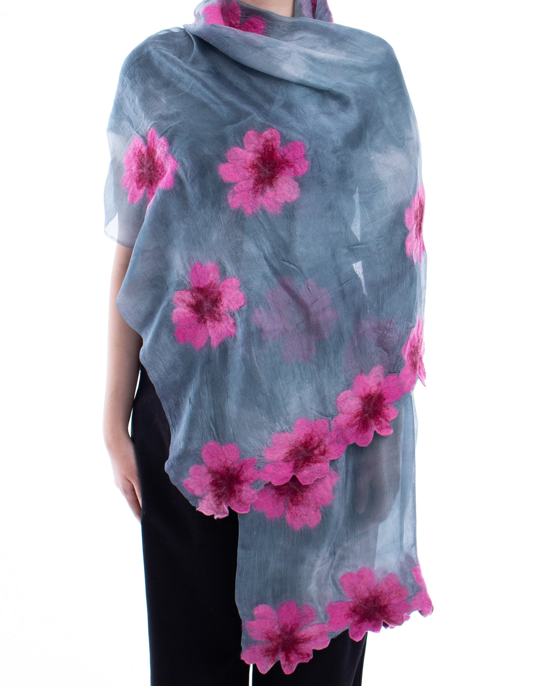 Felted silk with flowers