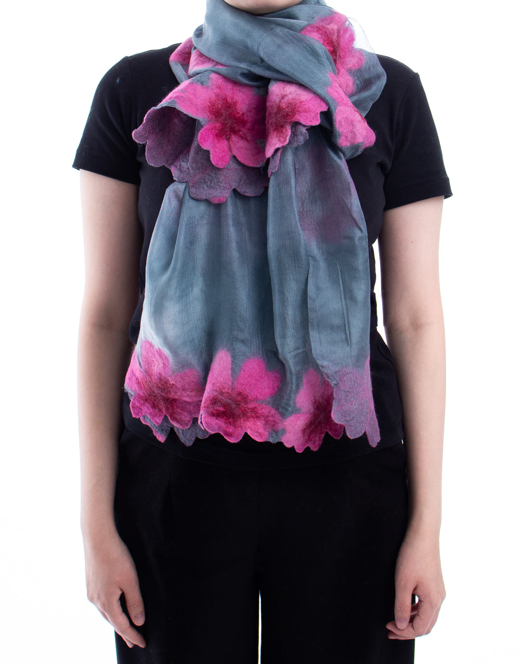 Felted silk with flowers