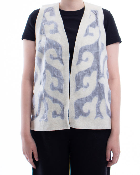 Felted vest (White&Silver)