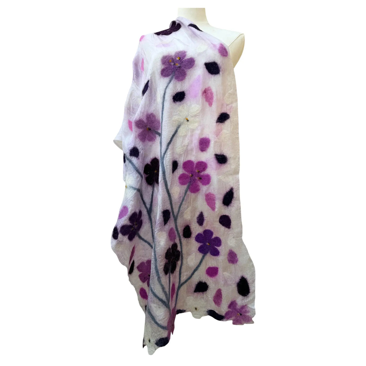 Light lavender Cherry Blossom Felted Scarf (Sakura)