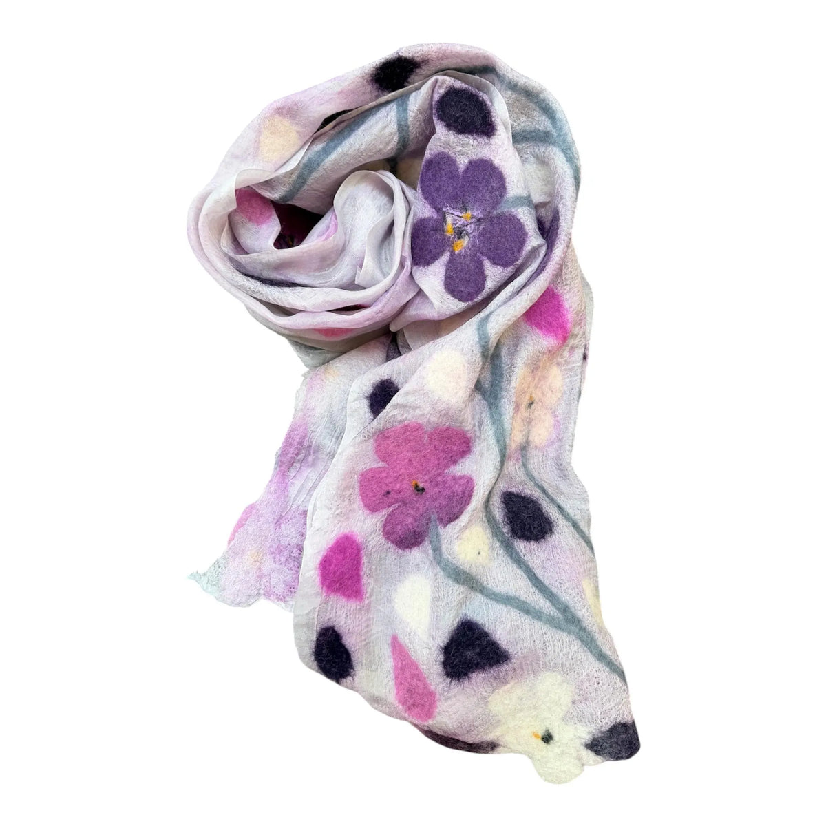 Light lavender Cherry Blossom Felted Scarf (Sakura)