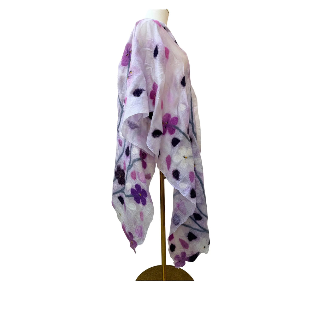 Light lavender Cherry Blossom Felted Scarf (Sakura)