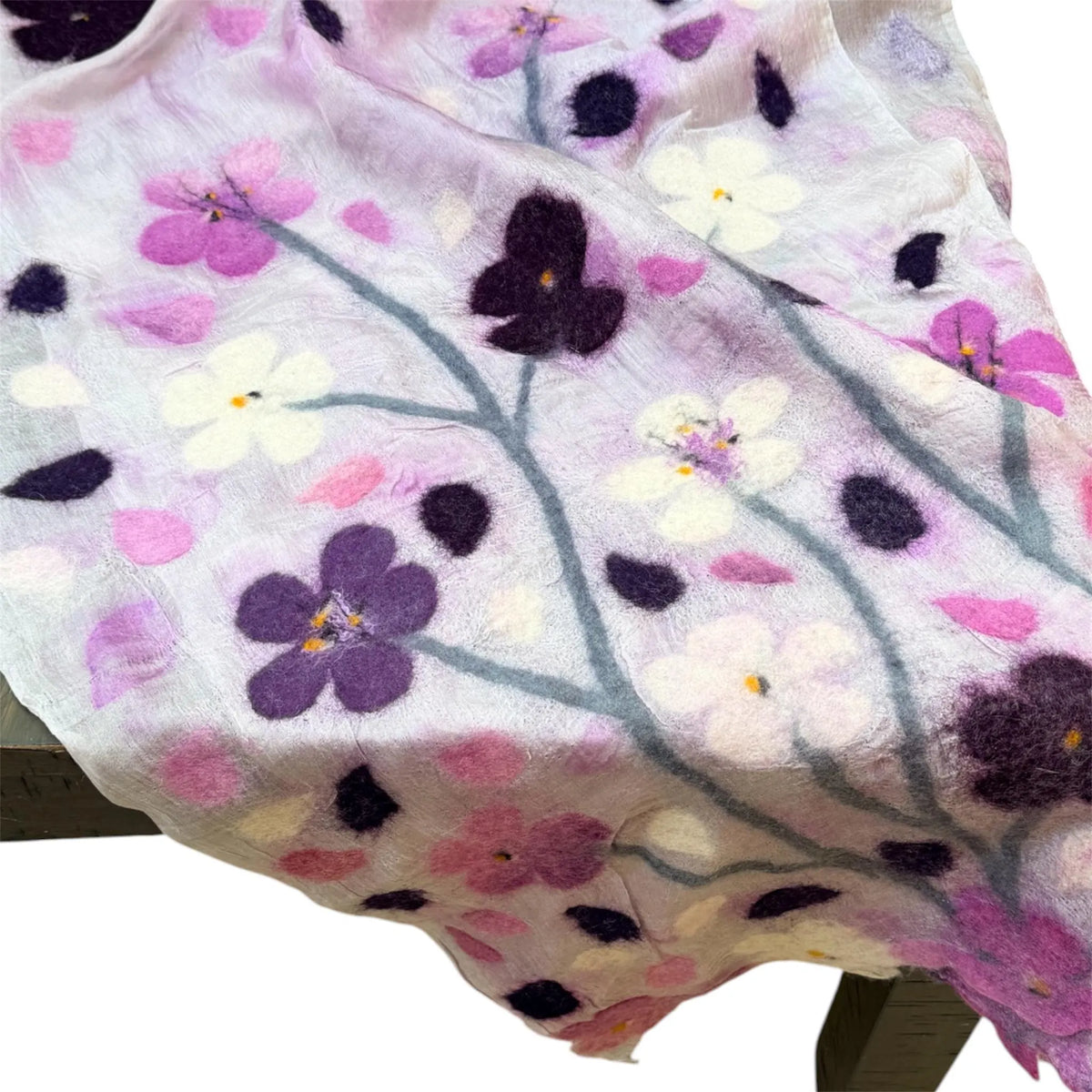 Light lavender Cherry Blossom Felted Scarf (Sakura)
