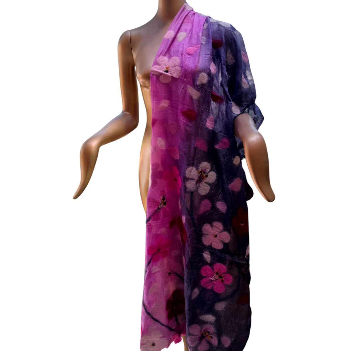 Ombré-dyed felted sakura scarf