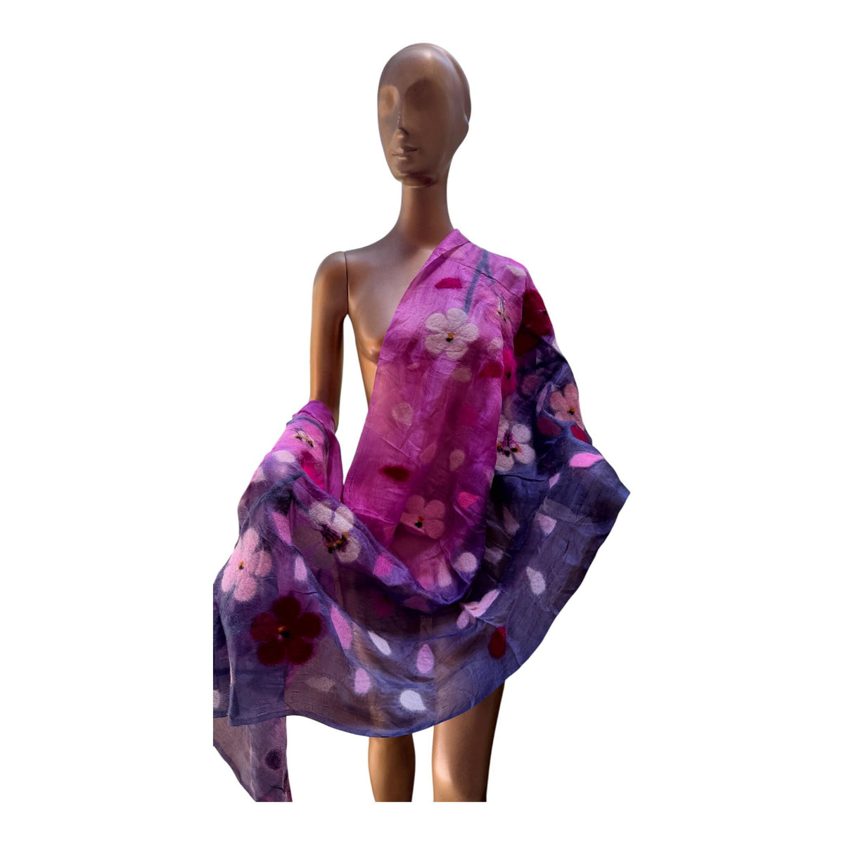 Ombré-dyed felted sakura scarf