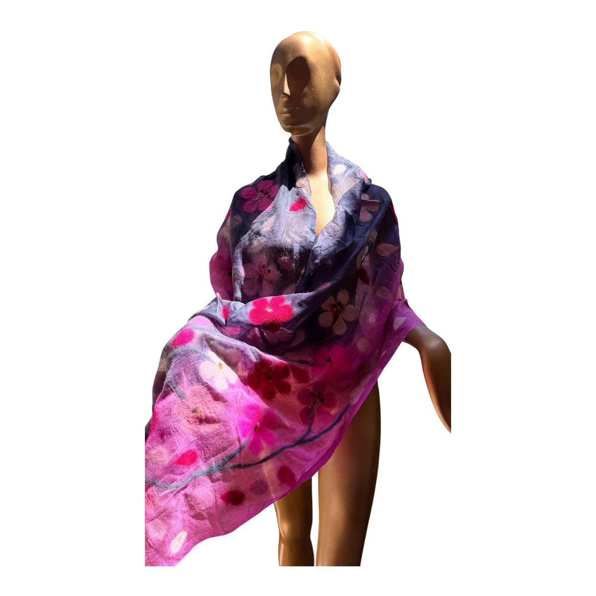 Ombré-dyed felted sakura scarf